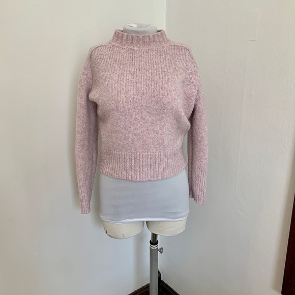 Ann Taylor Petite Pink Lavender Purple Wool Mock Turtleneck Sweater Medium Blend - Picture 1 of 9